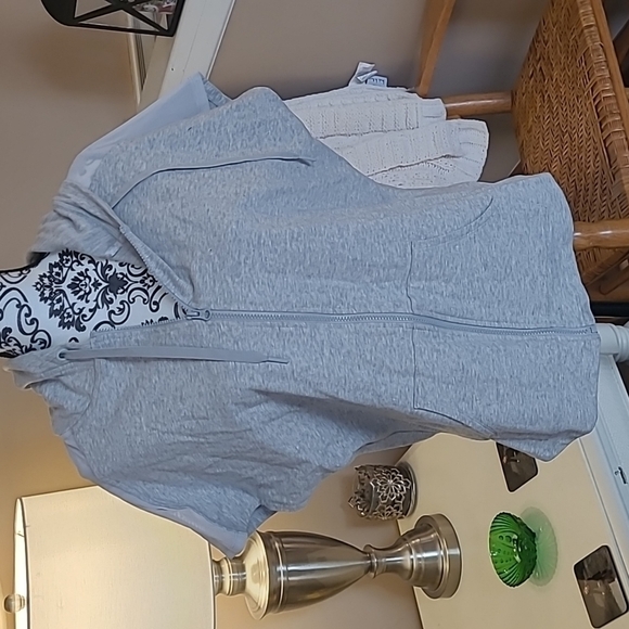 Victoria's Secret sz small oversized gray short sleeve athletic hoodie sheer - Picture 1 of 6